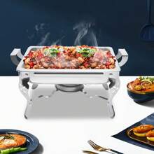 Miumaeov 6L Stainless Steel Chafing Dish - Modern Polished Silvery Buffet Warmer For Parties Weddings Events Indoor Outdoor Dining - Silver - View 4