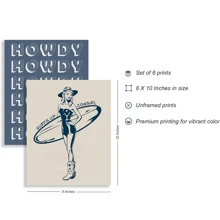 6 件套，无框架 8 英寸 X 10 英寸沿海孙女版画、沿海女牛仔海报、海滩房间装饰美学、少女卧室的海滩墙壁艺术、复古冲浪装饰艺术品