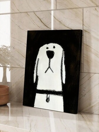 1 张极简主义狗帆布海报 - 无框墙壁艺术，适合现代家居装饰，非常适合客厅和卧室