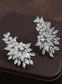 Bộ hộp quà tặng sang trọng thanh lịch hoàn toàn bằng pha lê Icy Wing Giáng sinh cho phụ nữ Trang sức thời trang, thích hợp cho đám cưới, đính hôn, tiệc tùng, quà tặng ngày lễ - Bạc - Xem 3