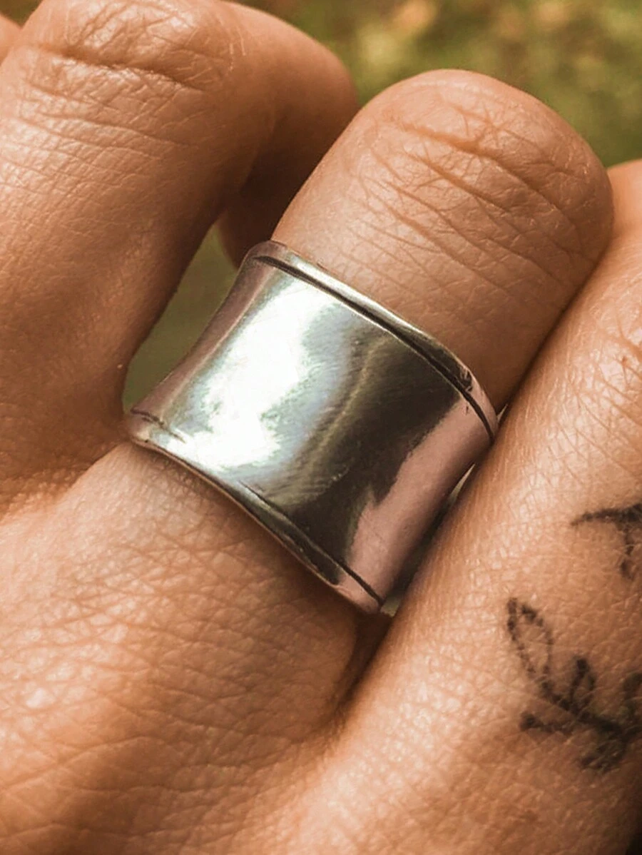 1 Stück Boho Stil vintage silberner grober Damenring, für den täglichen Gebrauch - Silber - Übersicht 1