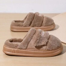 Damen warme thermisch gefütterte Indoor Pantoffeln mit Klettverschluss, weich und rutschfest für Herbst und Winter