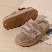 Damen warme thermisch gefütterte Indoor Pantoffeln mit Klettverschluss, weich und rutschfest für Herbst und Winter