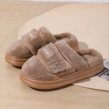 Damen warme thermisch gefütterte Indoor Pantoffeln mit Klettverschluss, weich und rutschfest für Herbst und Winter