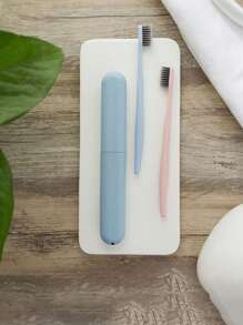 1/2pcs Portable Toothbrush Case, Travel Toothbrush Holder, Plastic Portable Toothbrush Carrying Case, Outdoor Bathroom Toothpaste Rack, Storage Box, Organizer, Travel Toiletry Cup, Dust-Proof Box, Bathroom Accessories, Washing Supplies, Travel Essentials, Beach, Summer, Business, Bathroom, School, Toiletries, Travel Accessories, Cruise Essentials, Vacation, Camping Supplies, Back To School, Holiday, School Supplies - Multicolor - View 5