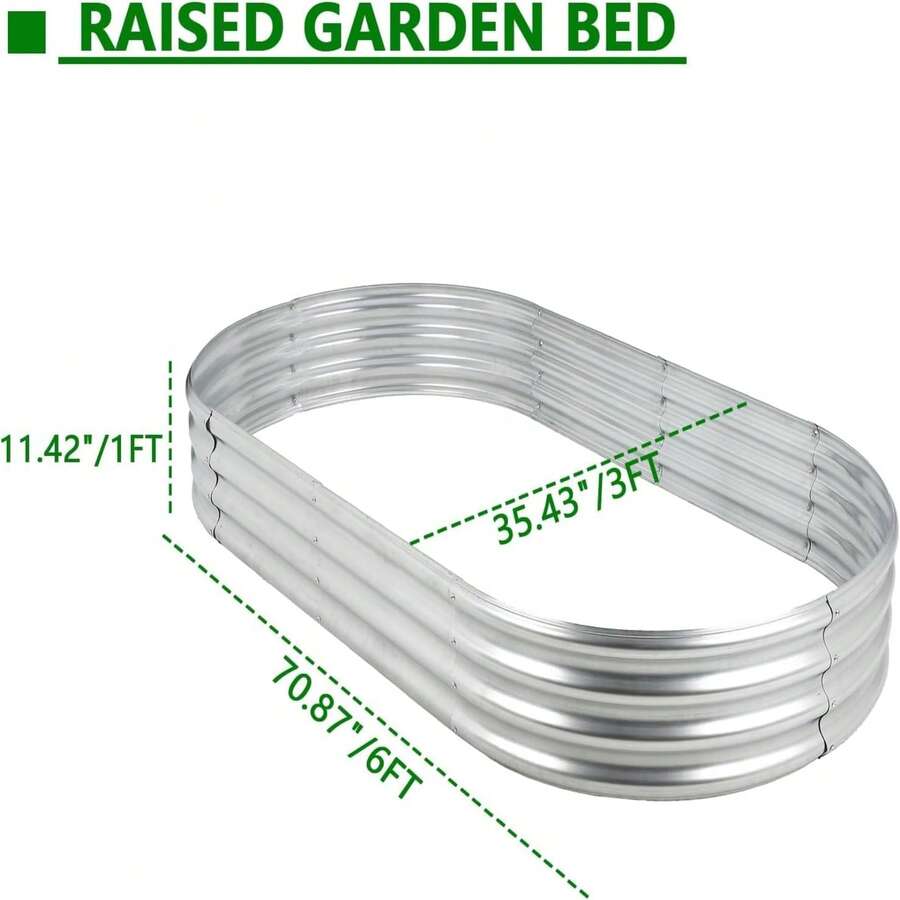 Raised Garden Bed 6x3x1ft Galvanized Planter Box With Safety Edging