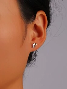 1 Cặp bông tai hình chú voi dễ thương bằng bạc Sterling 925 Platinum, thiết kế đa năng cho đi mua sắm, hẹn hò, đi nghỉ, dự tiệc - Bạc - Xem 2