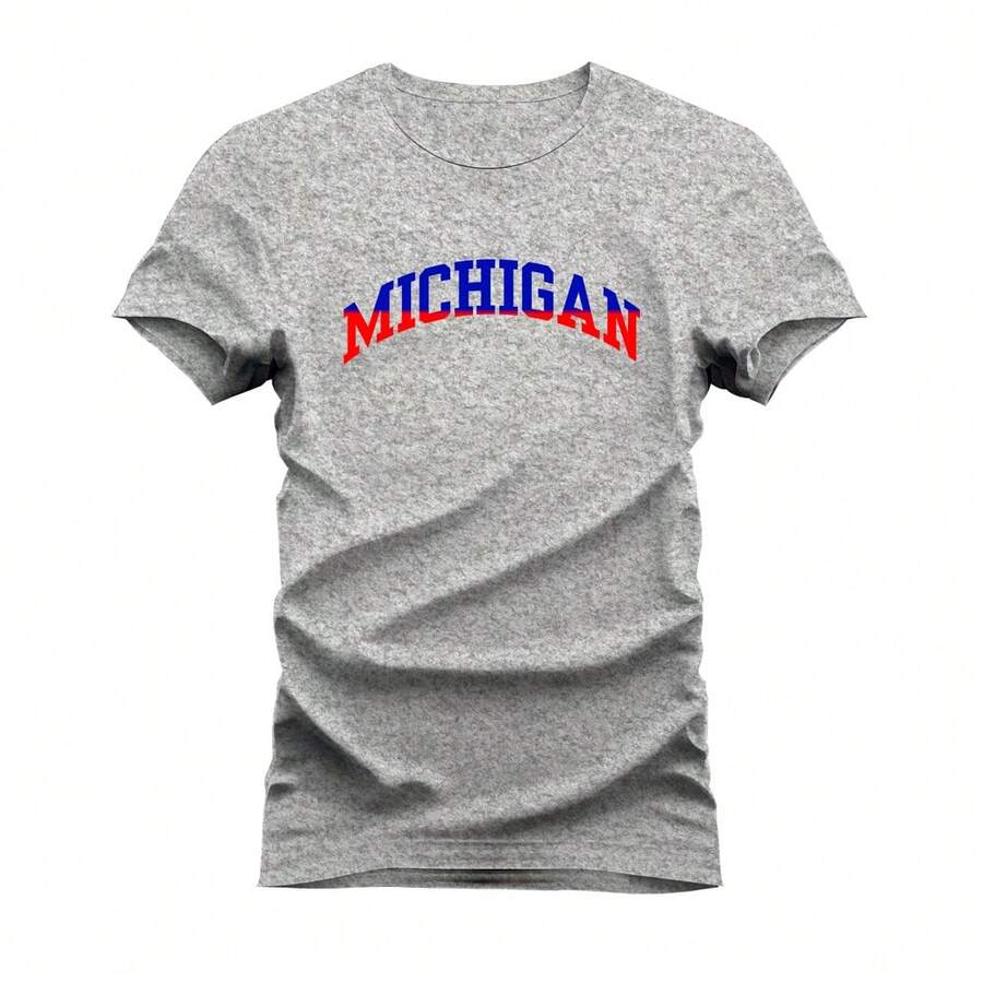 Michigan Unisex Cotton Printed Comfortable T-Shirt - 灰色 - 查看 1