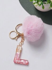 1pc Creative Key Chain With Letter Stone Resin Pendant, Butterfly Tassel Initial Keychain For Girls