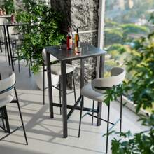 Bar Table White/Black Bistro Table Marble, Square Bar Table Kitchen Narrow Stable Kitchen Table With Metal Frame For Kitchens 70x70cm - Black - View 6