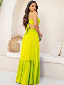 Women's Long Dress 3 Ways To Wear It - 青檸色 - 查看 2