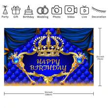 1pc Royal Theme Blue Crown And Scepter Birthday Party Decoration Background 210*150/150*100/100*75CM Prince And Princess Party Purplish Blue Polyester Background HAPPY BIRTHDAY Suitable For Birthday Party Decoration Banner Photo Booth Photo Decoration Background Cloth Indoor Outdoor Studio Live Venue Decoration Party Decoration Suppliesv - Multicolor - View 6
