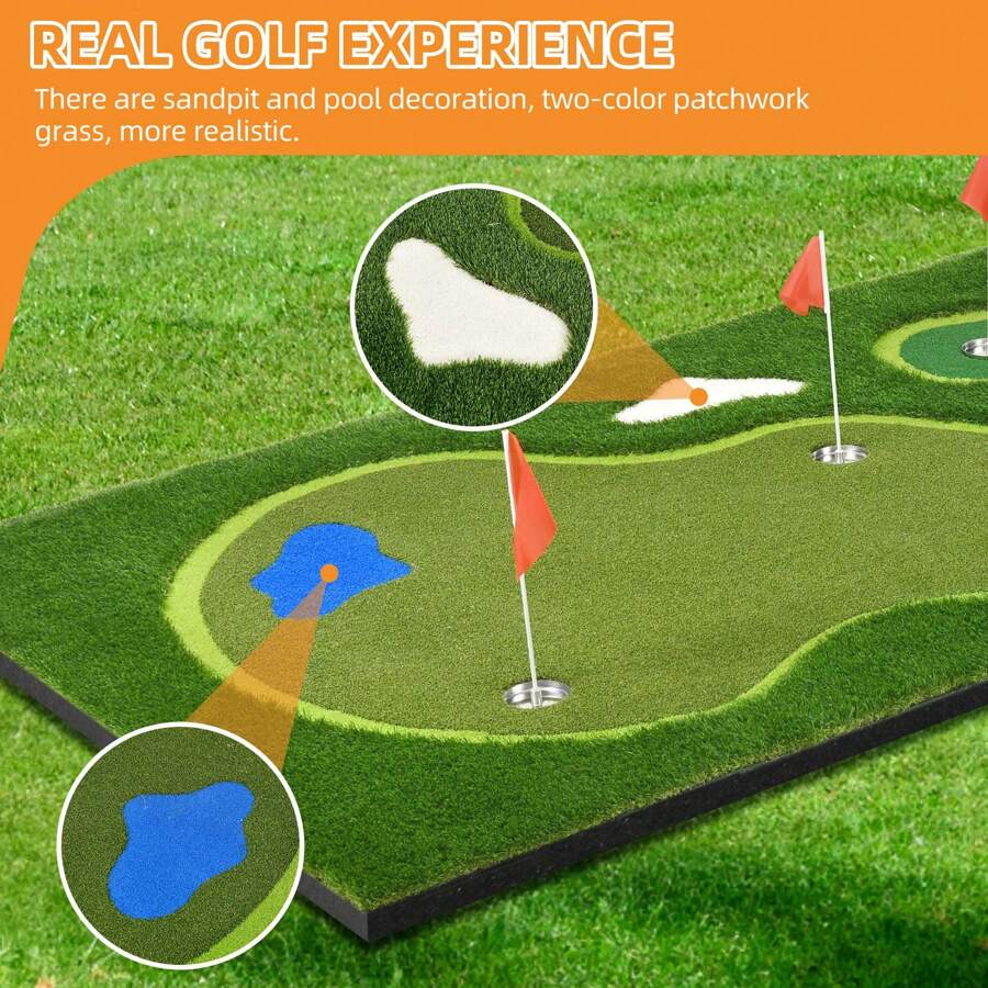 Golf Putting Mat Golf Mats Practice Indoor Outdoor 5X12ft With 5 Steel