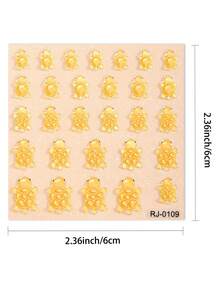 Beauty Sticker 1 件 5D 卡通指甲贴纸，果冻纹理夜光卡通乌龟自粘指甲贴花，女士家居 DIY 美甲用品 - 橘色 - 查看 5