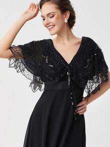 Elegante vintage sprankelende kraagstrik sjaal: glinsterende boho avondjurk accessoire voor vrouwen