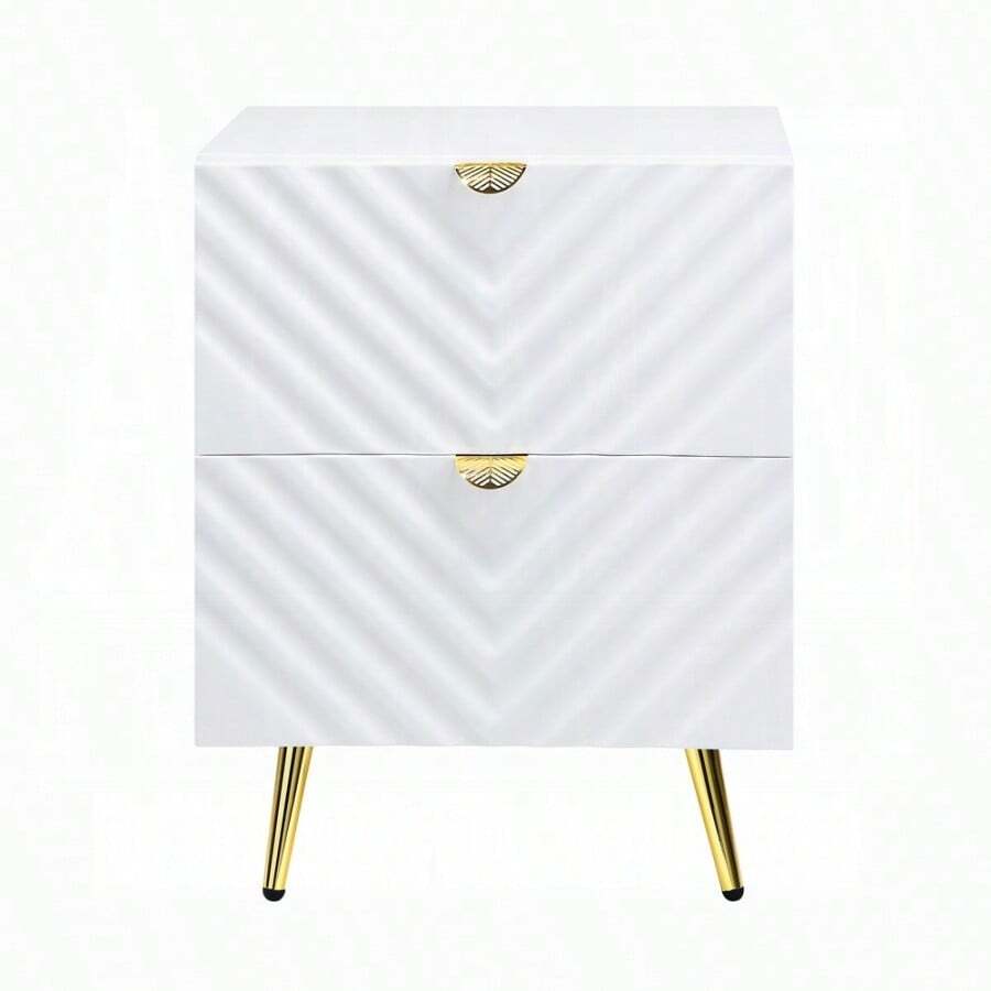 White High Gloss 2Drawer Nightstand SHEIN USA