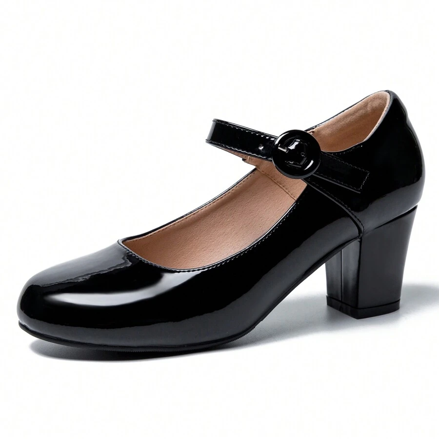Mary Jane Shoes Women Chunky Heel Pumps Closed Round Toe Ankle Strap Block Heels Comfortable Work Wedding Dress Vintage 1920s Shoes