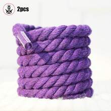 2 件 8 毫米宽手工编织三股彩色粗亚麻鞋带 - 紫色 - 查看 3