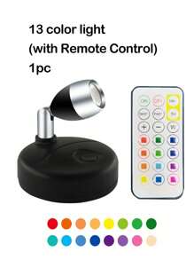 1 foco inalámbrico RGB LED, Luz LED portátil, luces LED de acento operadas con batería y control remoto, Luz LED portátil regulable con cabezal giratorio para cuadros, pinturas, obras de arte, armarios, etc. - Multicolor - Ver 12