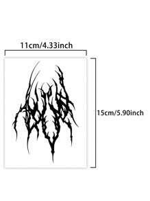 1 件裂纹线临时纹身抽象防水防汗持续 1-2 周逼真草本汁不反光防摩擦仿黑色假纹身男女纹身贴纸适用于手臂、胸部、腰部、背部、腹部、腿部、颈部、手指、耳朵现代人体艺术 - 黑色 - 查看 5