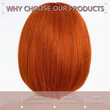 FASHION IDOL Bob Human Hair Wig With Bangs For Women Short Straight Hair 8 Inch Wine Red Glueless Machine Made Short Bob Wigs - S ORANGE - View 5