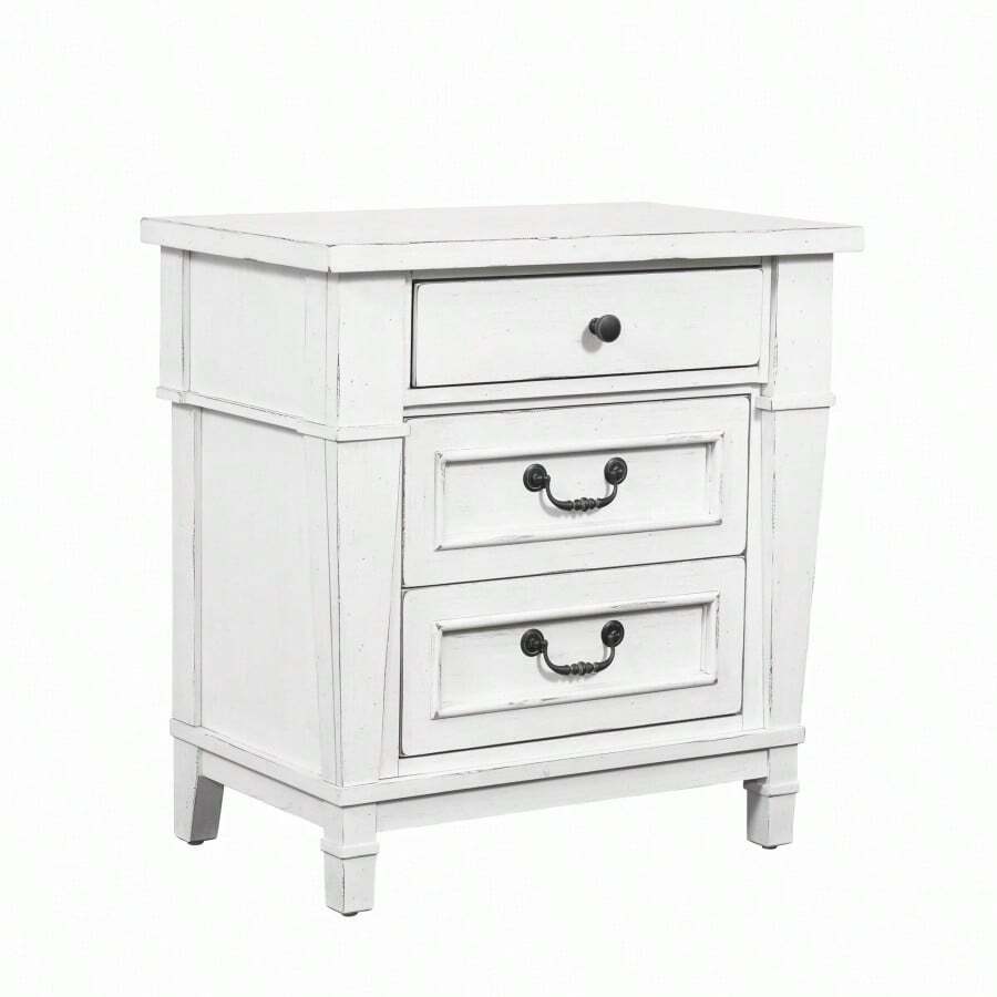 Wallace And Bay Coastal White 3-Drawer Nightstand | SHEIN USA