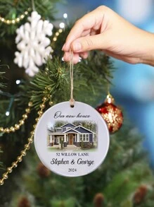1 pieza Adorno de Navidad personalizado con foto - Adorno de Navidad con foto personalizada 2024, adornos para árboles de Navidad, decoración navideña, regalos de Navidad para mamá, papá, niños, mascotas, amigos, mujer y amistad, regalos de cumpleaños para mujer, amigos a larga distancia, mejores amigas, regalos para compañeras de trabajo