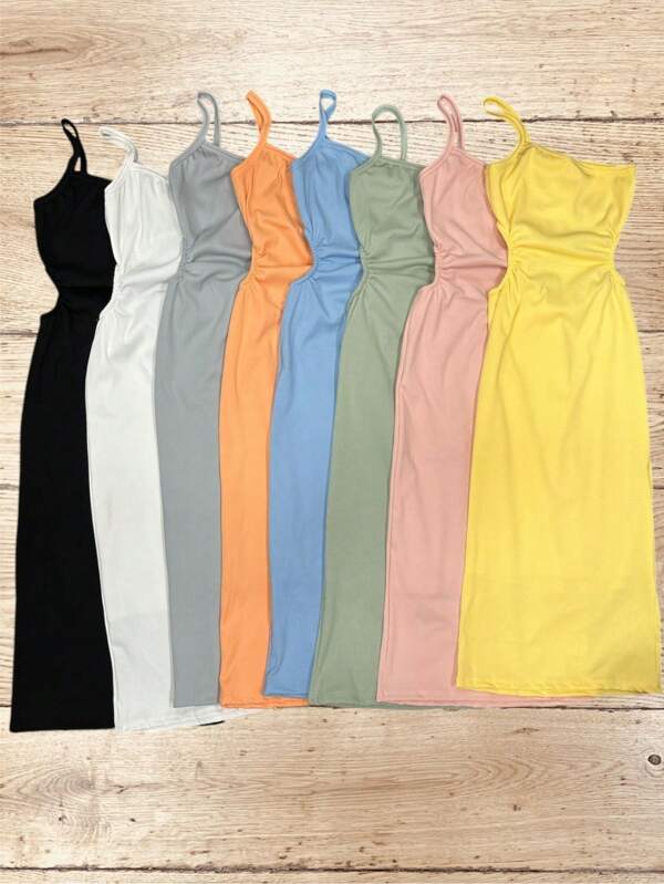 Vestido Tais ribaninha abertura barriga costas nua feminino estilo gringa cores candy