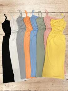 Vestido Tais ribaninha abertura barriga costas nua feminino estilo gringa cores candy