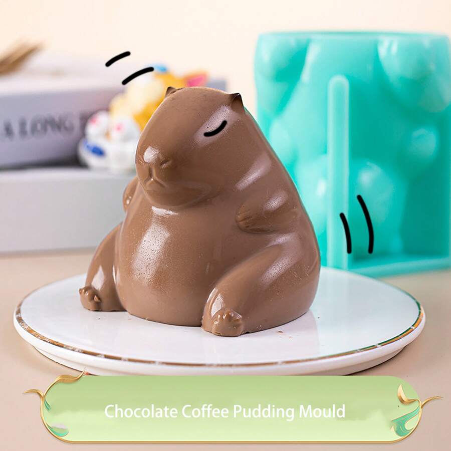 Molde de silicona con diseño de capibara y conejo para pudín y gelatina de leche, molde comercial con diseño de gato de dibujos animados de esponjoso - Multicolor - Ver 1