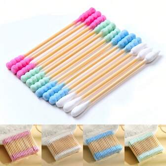 zernber 100/400PCS Double-Ended Swab, Double Spiral Tip Design,For Cleaning Ears, Nose And Eyes/Makeup Removal/Ear Plucking/Make-Up Organization/Cleaning Items,Multi-Purpose And Multi-Color Available Accessories