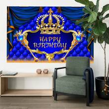 1pc Royal Theme Blue Crown And Scepter Birthday Party Decoration Background 210*150/150*100/100*75CM Prince And Princess Party Purplish Blue Polyester Background HAPPY BIRTHDAY Suitable For Birthday Party Decoration Banner Photo Booth Photo Decoration Background Cloth Indoor Outdoor Studio Live Venue Decoration Party Decoration Suppliesv - Multicolor - View 9