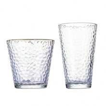 1pc Modern Minimalist Japanese-Style Gold Rimmed Hammered Glass Cup, Transparent Milk Cup/Coffee Cup For Daily Use - Multicolor - View 4