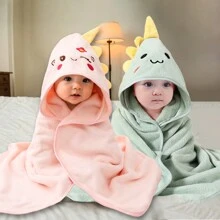 1 bucată prosop și halat cu glugă pentru bebeluși cu design drăguț de dinozaur, halat de baie poncho cu desene animate pentru sugari, fleece corali de pluș super absorbant și respirabil, potrivit pentru baie, dormitor, piscină, plajă - Verde - Vizualizare 8