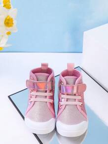 GENGASUN 1 pieza Zapatos de fiesta casuales de corte alto con diseño lindo de amor de dibujos animados de color degradado para niñas pequeñas de otoño