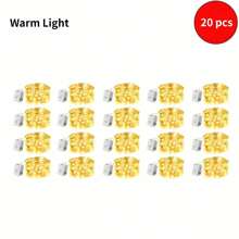 40 件/20 件微型仙女灯，6.56 英尺 20 LED 电池供电银线星光灯串，适用于 DIY 卧室装饰、婚礼、派对、节日、圣诞节 - 带闪烁开关控制 - 彩色 - 查看 13