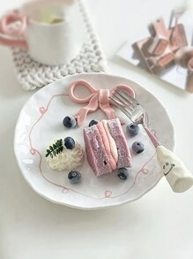 1 pieza Plato de servir de cerámica con relieve de lazo de alta calidad, plato para desayuno, pasta, ensalada para realzar la sensación hogareña