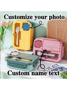Customized Lunch Box, Can Print Your Photo And Name, Multifunctional Personalized Lunch Box, Leak-Proof Seal, High Efficiency Insulation, Ideal Gift For Family, Relatives, Lovers And Couples, Integrated Personalized Portable Picnic Lunch Box - Multicolor - View 8