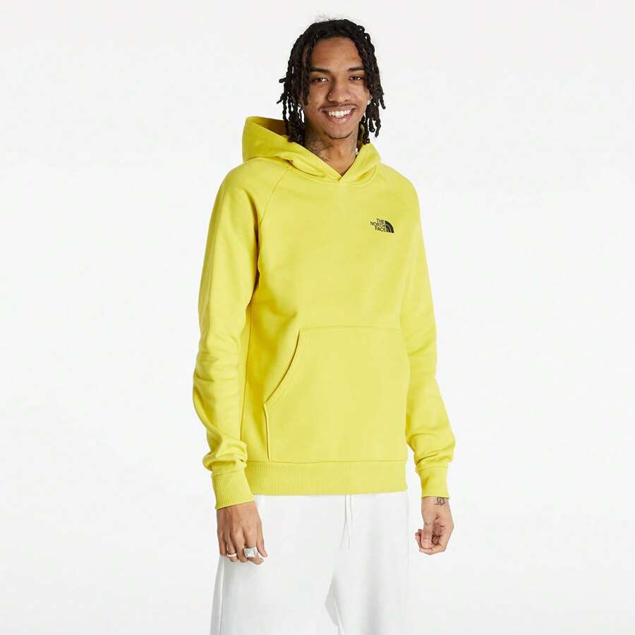 The North Face Mens Reglan Red Box Hoodie Overhead Hooded Sweatshirt - Yellow - View 1