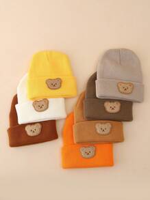 1pc Kids Bear Design Knitted Beanie Hat, Warm Winter Head Cap For Boys & Girls - Multicolor - View 1