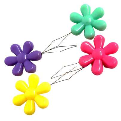 03 Passador Colocador Linha Em Agulha Costura Flor Coloridos - LM-PLF