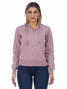 Sudadera Abierta Para Mujer Con Cierre Metálico - Rosa vieja - Ver 1