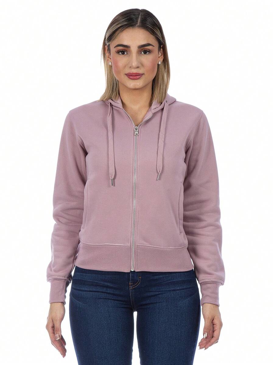 Sudadera Abierta Para Mujer Con Cierre Metálico - Rosa vieja - Ver 1