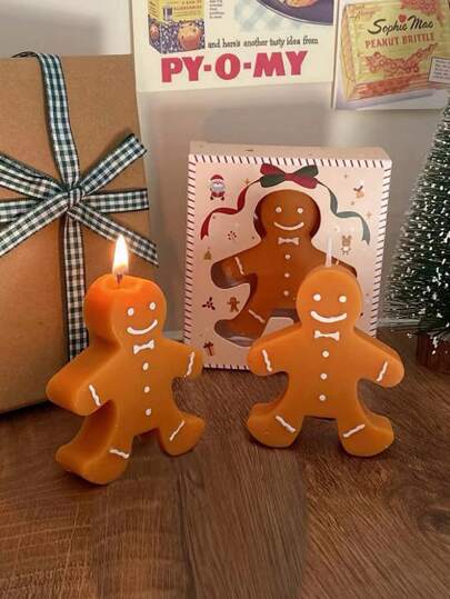 1pc Gingerbread Man Christmas Scented Candle Gift CANDLE Fragrance Modeling Wax Christmas Companion Gift