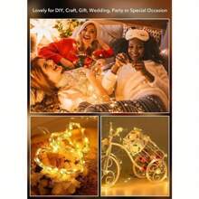 1/7/18 LED银线串灯，带电池，星月灯串 - 非常适合DIY婚礼、派对、卧室、万圣节、圣诞节、感恩节、情人节和母亲节装饰 - 暖白光 - 查看 9