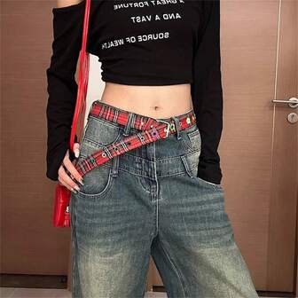 1-Piece Ladies' Belt Y2K Lovely Flower Canvas Belt Ladies Street Belt Fashion Retro Student Jeans Fashion For Daily Wear And Use