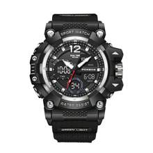 Reloj de cuarzo dual para hombre de negocios Foxbox, con pantalla dual, resistente al agua, luminoso, multifuncional, de moda y calendario - Negro - Ver 11