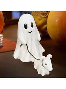 Halloween Ghost Walking Dog Statue, Large/Medium Ghost Walking His Ghost Dog, Spooky Ghost Dog Halloween Figurine For Yard, Garden, Corridor,Tabletop Decorations - B - View 5