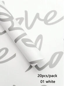 20 Stück/Pack Dickes, wasserfestes Geschenkpapier mit Liebes-und Blumenmuster für Blumenläden, Dekorationen für Blumensträuße