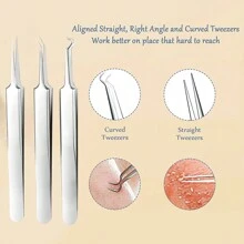 Blackhead Remover Tool Comedones Extractor Acne Removal Kit For Blemish, Whitehead Popping,7 Pcs Removing For Nose Face Tools With - Silver - View 2